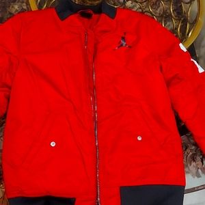 Boys Red Jordan Bomber Jacket 12-13 Yrs listed as size. 152-158cm also on tag